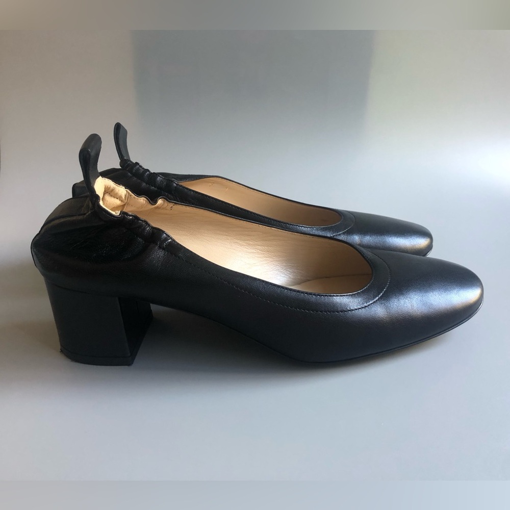 Everlane The Day Block Heel Pumps in Black Leather Size: US 7
